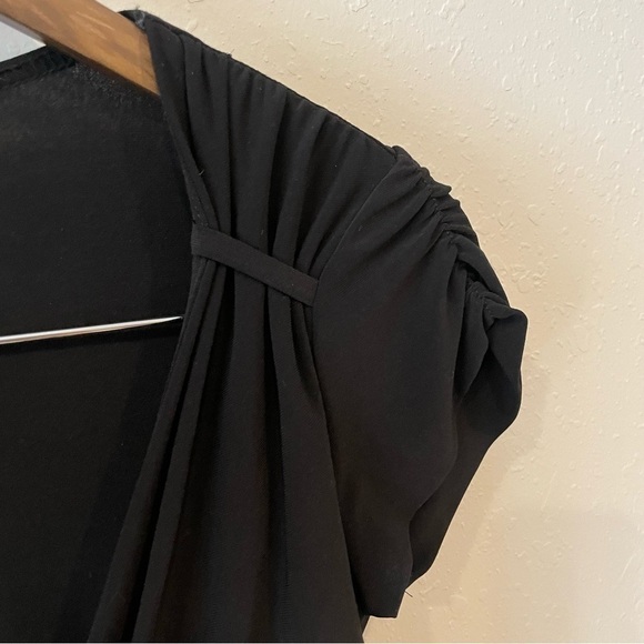 Joseph Ribkoff Black Faux Wrap Buckle V Neck Dress - Picture 6 of 7